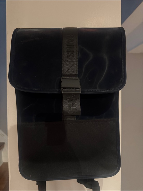 Rains Other - Rains Navy and Black Rolltop Backpack with Branded Strap